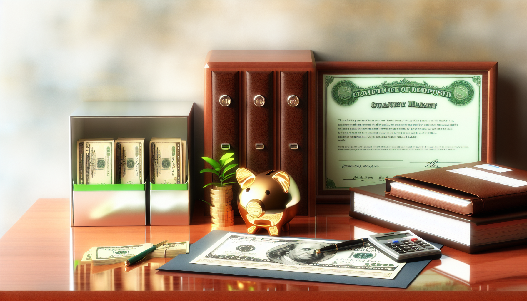 Photo of a money market account and a certificate of deposit (CD)
