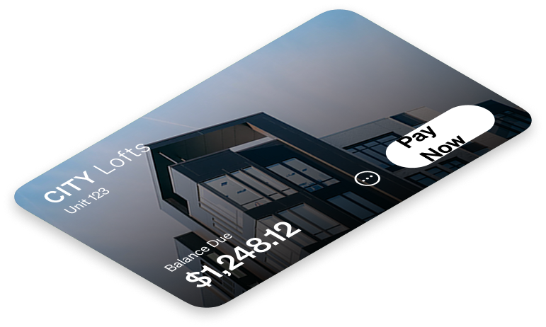 an isometric credit card that says city lofts in the top left corner and balance due, $1,248.12 in the bottom left corner